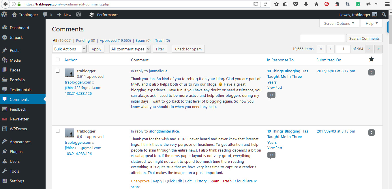 Three Announcements on Third Year Of Blogging 2 Trablogger Comment screen